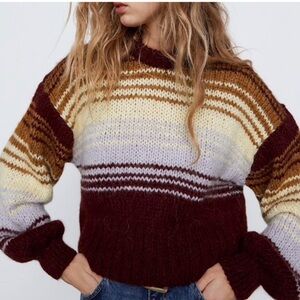 Zara • Multi Color Striped Knit Sweater